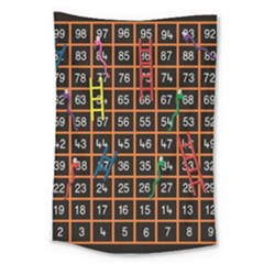 Snakes Ladders Game Plaid Number Large Tapestry