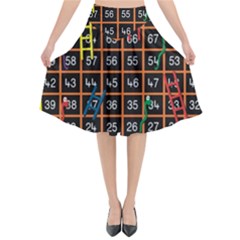 Snakes Ladders Game Plaid Number Flared Midi Skirt by Mariart