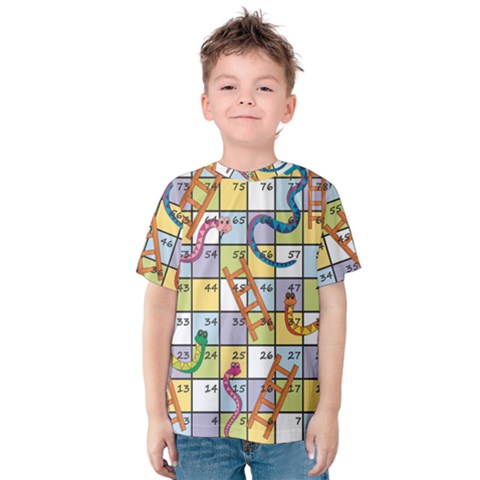 Snakes Ladders Game Board Kids  Cotton Tee by Mariart