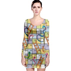 Snakes Ladders Game Board Long Sleeve Bodycon Dress by Mariart