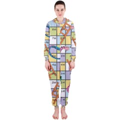 Snakes Ladders Game Board Hooded Jumpsuit (ladies)  by Mariart