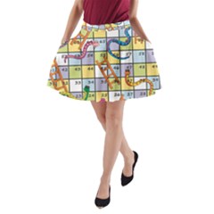 Snakes Ladders Game Board A-line Pocket Skirt by Mariart