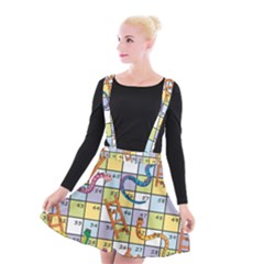 Snakes Ladders Game Board Suspender Skater Skirt by Mariart