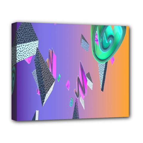 Triangle Wave Rainbow Deluxe Canvas 20  X 16   by Mariart