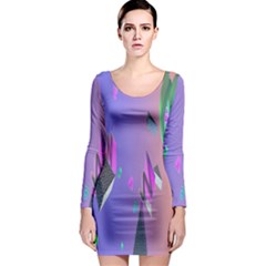 Triangle Wave Rainbow Long Sleeve Bodycon Dress