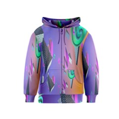 Triangle Wave Rainbow Kids  Zipper Hoodie by Mariart