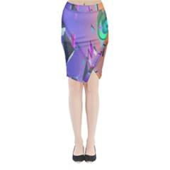 Triangle Wave Rainbow Midi Wrap Pencil Skirt