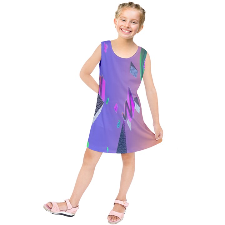 Triangle Wave Rainbow Kids  Tunic Dress