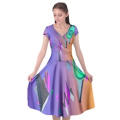 Triangle Wave Rainbow Cap Sleeve Wrap Front Dress by Mariart