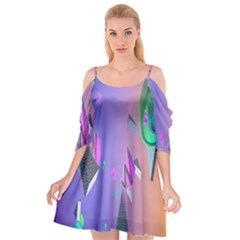 Triangle Wave Rainbow Cutout Spaghetti Strap Chiffon Dress