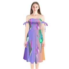 Triangle Wave Rainbow Shoulder Tie Bardot Midi Dress by Mariart