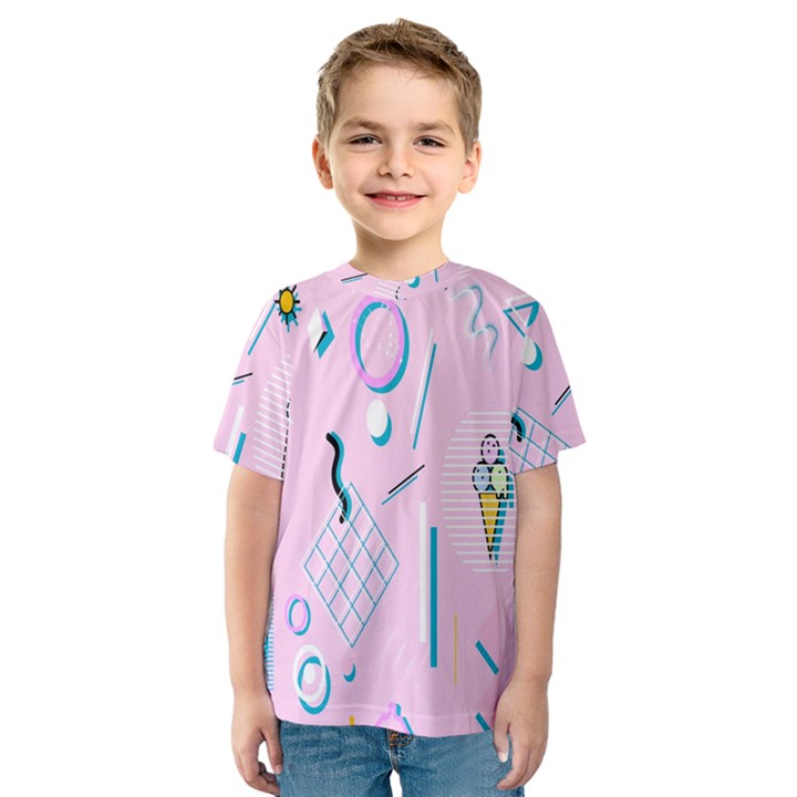 Vintage Unique Graphics Memphis Style Geometric Kids  Sport Mesh Tee