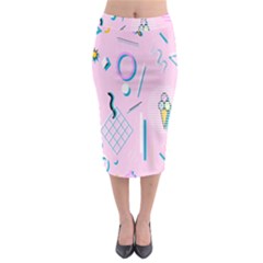 Vintage Unique Graphics Memphis Style Geometric Midi Pencil Skirt by Mariart