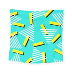 Vintage Unique Graphics Memphis Style Geometric Triangle Line Cube Yellow Green Blue Square Tapestry (small) by Mariart