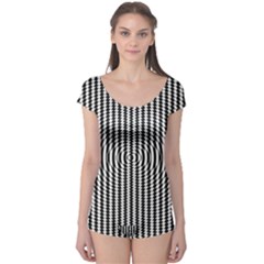 Vertical Lines Waves Wave Chevron Small Black Boyleg Leotard  by Mariart