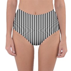 Vertical Lines Waves Wave Chevron Small Black Reversible High-waist Bikini Bottoms by Mariart