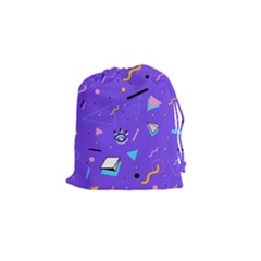 Vintage Unique Graphics Memphis Style Geometric Style Pattern Grapic Triangle Big Eye Purple Blue Drawstring Pouches (small)  by Mariart