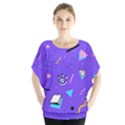 Vintage Unique Graphics Memphis Style Geometric Style Pattern Grapic Triangle Big Eye Purple Blue Blouse View1