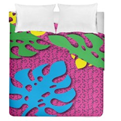 Vintage Unique Graphics Memphis Style Geometric Leaf Green Blue Yellow Pink Duvet Cover Double Side (queen Size) by Mariart