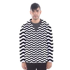 Waves Stripes Triangles Wave Chevron Black Hooded Wind Breaker (men) by Mariart