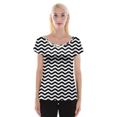 Waves Stripes Triangles Wave Chevron Black Cap Sleeve Tops by Mariart