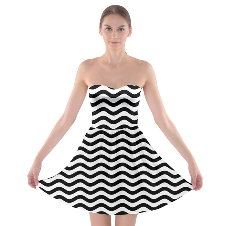 Waves Stripes Triangles Wave Chevron Black Strapless Bra Top Dress