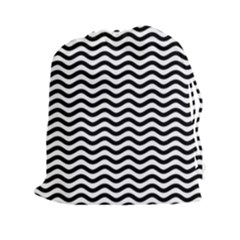 Waves Stripes Triangles Wave Chevron Black Drawstring Pouches (xxl)