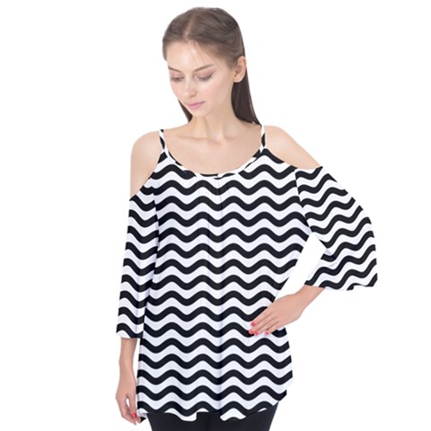 Waves Stripes Triangles Wave Chevron Black Flutter Tees by Mariart