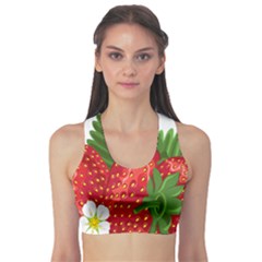 Strawberry Red Seed Leaf Green Sports Bra by Mariart