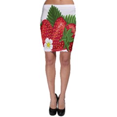 Strawberry Red Seed Leaf Green Bodycon Skirt by Mariart