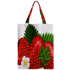 Strawberry Red Seed Leaf Green Zipper Classic Tote Bag by Mariart