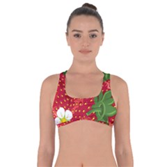 Strawberry Red Seed Leaf Green Got No Strings Sports Bra by Mariart