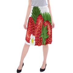 Strawberry Red Seed Leaf Green Midi Beach Skirt by Mariart