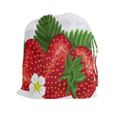 Strawberry Red Seed Leaf Green Drawstring Pouches (xxl)