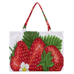 Strawberry Red Seed Leaf Green Medium Zipper Tote Bag by Mariart