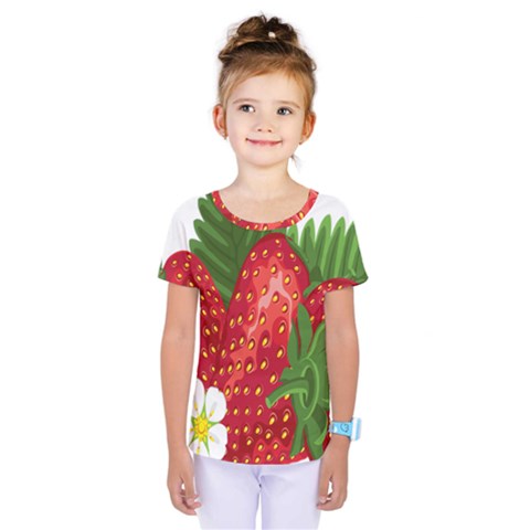 Strawberry Red Seed Leaf Green Kids  One Piece Tee by Mariart