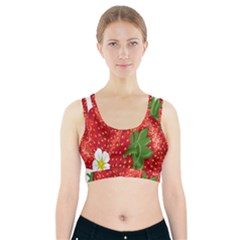 Strawberry Red Seed Leaf Green Sports Bra With Pocket by Mariart