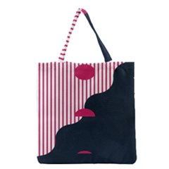 Waves Line Polka Dots Vertical Black Pink Grocery Tote Bag