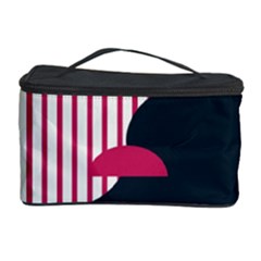 Waves Line Polka Dots Vertical Black Pink Cosmetic Storage Case