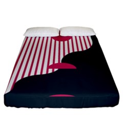 Waves Line Polka Dots Vertical Black Pink Fitted Sheet (california King Size) by Mariart