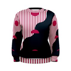 Waves Line Polka Dots Vertical Black Pink Women s Sweatshirt by Mariart