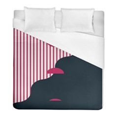 Waves Line Polka Dots Vertical Black Pink Duvet Cover (full/ Double Size)