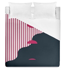 Waves Line Polka Dots Vertical Black Pink Duvet Cover (queen Size)