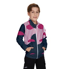 Waves Line Polka Dots Vertical Black Pink Wind Breaker (kids)