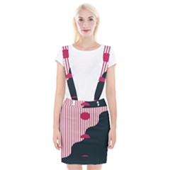 Waves Line Polka Dots Vertical Black Pink Braces Suspender Skirt by Mariart