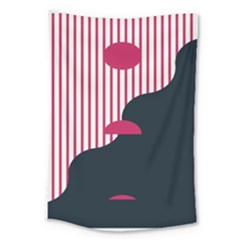 Waves Line Polka Dots Vertical Black Pink Large Tapestry by Mariart