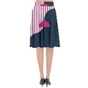 Waves Line Polka Dots Vertical Black Pink Flared Midi Skirt View2