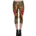 Steampunk Golden Design, Heart With Wings, Clocks And Gears Capri Leggings  View1