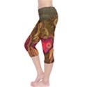 Steampunk Golden Design, Heart With Wings, Clocks And Gears Capri Leggings  View3