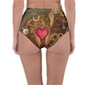 Steampunk Golden Design, Heart With Wings, Clocks And Gears Reversible High-Waist Bikini Bottoms View2